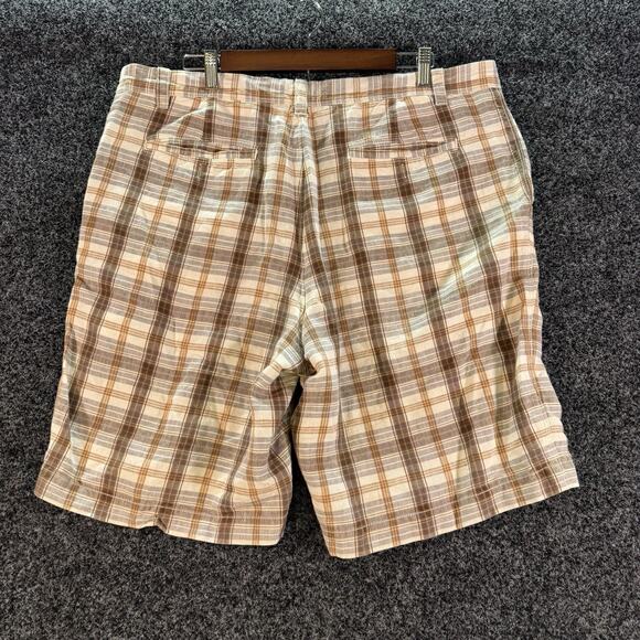 Tommy Bahama Shorts Mens Size 38 Brown Plaid Linen Silk Casual Chino - Picture 2 of 8